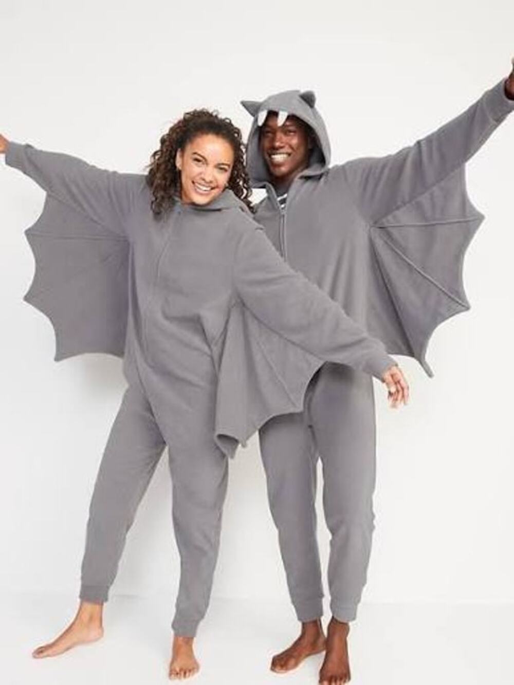 Old Navy Unisex Adult Matching Bat One Piece Fleec Costume Gray Size XL Tall NEW